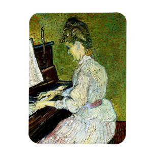 Marguerite Gachet in Piano door Vincent van Gogh Magneet