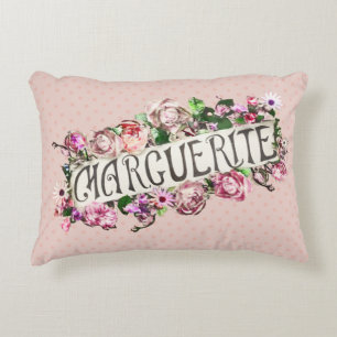 Marguerite Name  Floral Banner Cute & Girly Accent Kussen
