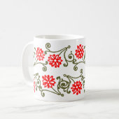 Marguerite rouge or et boucles Etching Café Mug (Devant gauche)