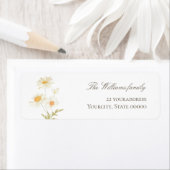 marguerites aquarelle Adresse de retour Étiquette (En situation)