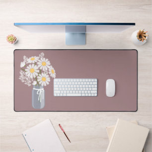 Marguerites blanches Mason Jar sur Rosy Brown