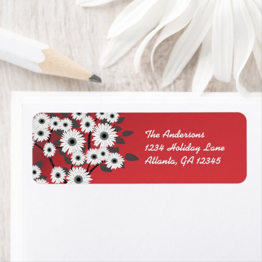 Marguerites blanches sur les Étiquettes de Noël ro (En situation)