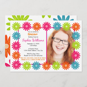 Marguerites colorées - Invitation d'anniversaire