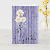 Marguerites D'Anniversaire Sur Carte En Bois Viole (Fleur jaune)
