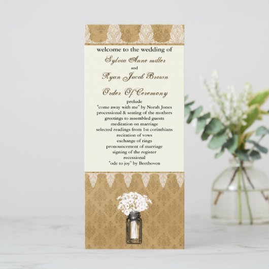 marguerites en bocal mason, programme de mariage b (Debout devant)