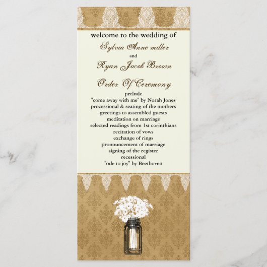 marguerites en bocal mason, programme de mariage b (Devant)