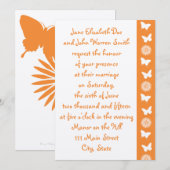Marguerites et papillons dans Orange Invitation (Devant / Derrière)