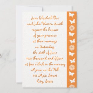 Marguerites et papillons dans Orange Invitation