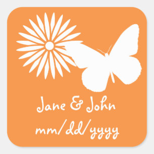 Marguerites et papillons en Sticker orange