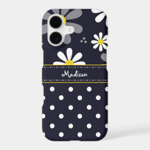 Marguerites Girly et pois de mod avec le nom