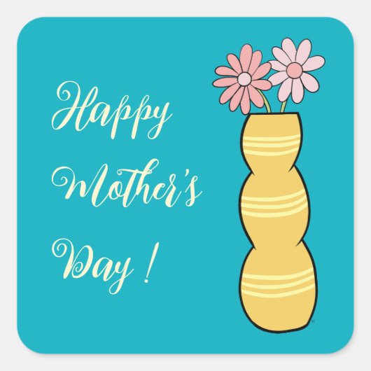Marguerites roses dans un Vase Sticker pour la fêt (Devant)