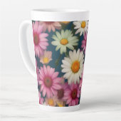Marguerites roses et blanches - Latte Mug (Angle gauche)