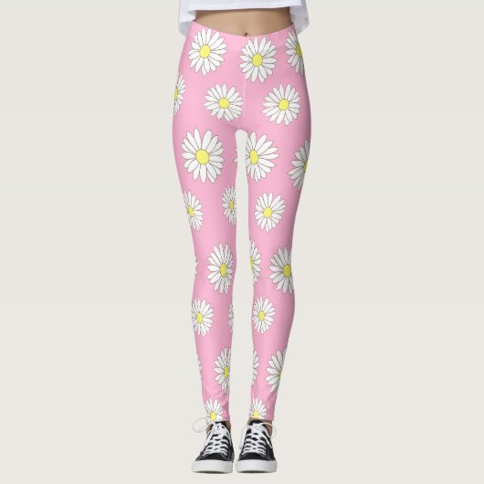 Marguerites roses et blanches Leggings femmes (Devant)
