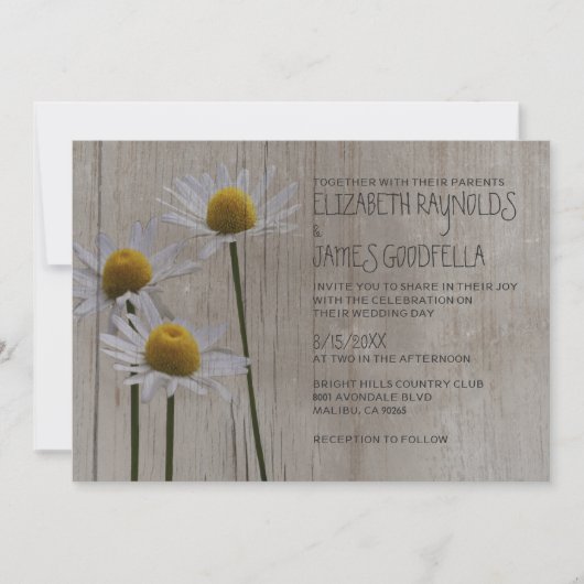 Marguerites rustiques épousant des invitations (Devant)