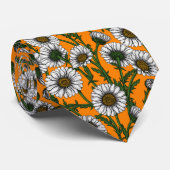Marguerites sur cravate orange (Roulé)