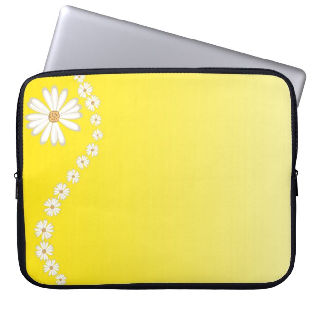 Marguerites Sur Housse D'Ordinateur Portable Jaune (Devant)
