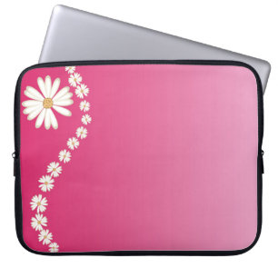 Marguerites sur housse d'ordinateur portable rose