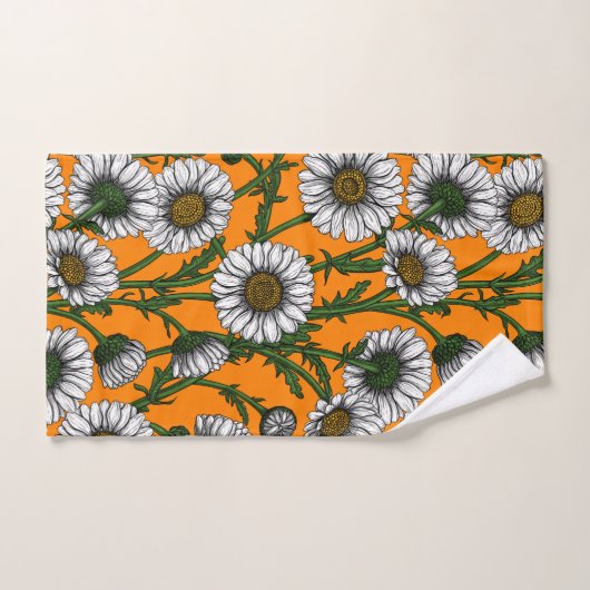 Marguerites sur orange (Serviette à main)