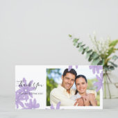 Marguerites violettes sur Carte photo de Merci bla (Debout devant)