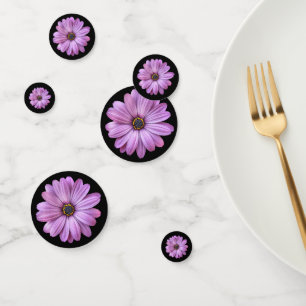 Marguerites Violettes sur Confettis Noirs