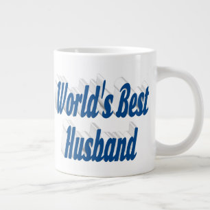 Mari à demi-texte bleu mer tasse de café géant