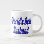 Mari avec tasse de café géante à demi-texte bleu (Droite)