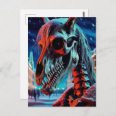 Mari Lwyd Skeleton Kerstmis Briefkaart (Voorkant / Achterkant)