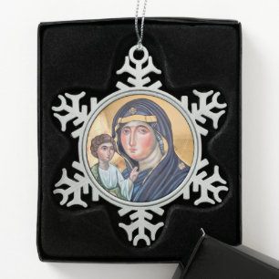 Maria Advocata Nostra Tin Sneeuwvlok Ornament