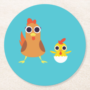 Maria & Bandit the Chickens Ronde Kartonnen Onderzetter