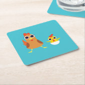Maria & Bandit the Chickens Vierkante Kartonnen Onderzetter (Schuin)