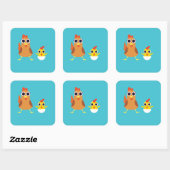 Maria & Bandit the Chickens Vierkante Sticker (Vel)