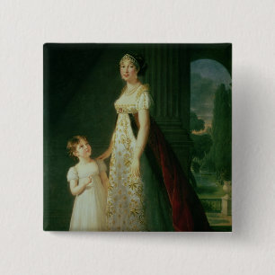 Maria Carolina Bonaparte, koningin van Napels Vierkante Button 5,1 Cm
