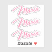 Maria Decoratieve Naam in Roze x3 Sticker (Vel)