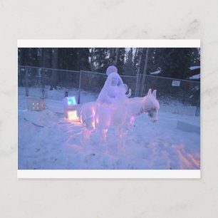 Maria En Baby Jezus Nacht Sneeuw Winter Beeldhouww Briefkaart