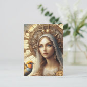 Maria en de vogel briefkaart (Staand voorkant)