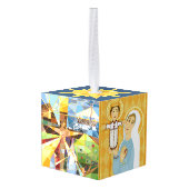 Maria en Jezus Christelijk Kubus Ornament (Achter hoekig)