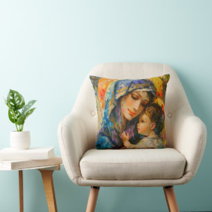 Maria en Jezus Expressionisme Kussen