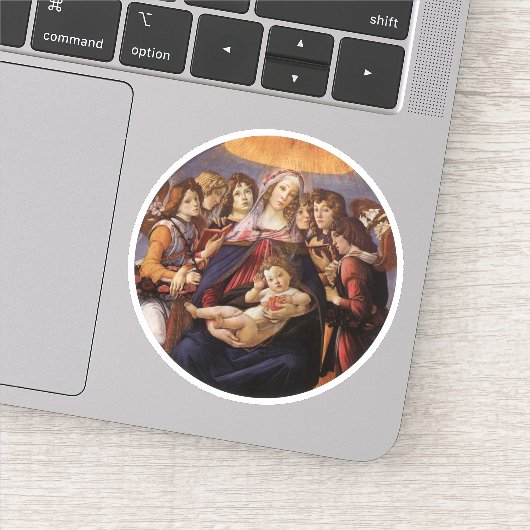 Maria en Kind met engelen van Sandro Botticelli Sticker (Detail)