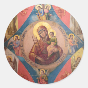 Maria, Jezus en engelen Ronde Sticker