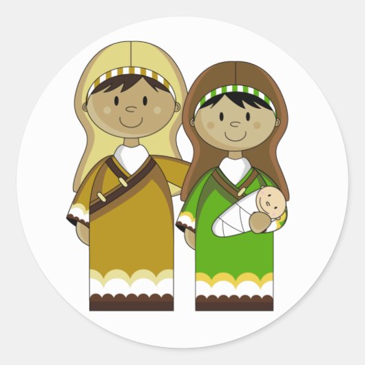 Maria & Jozef met Baby Jesus Sticker (Voorkant)