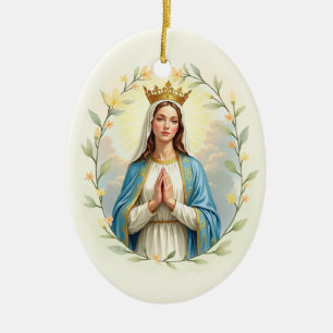 Maria Koningin van de Hemel Gods Vrede en Zegening Keramisch Ornament