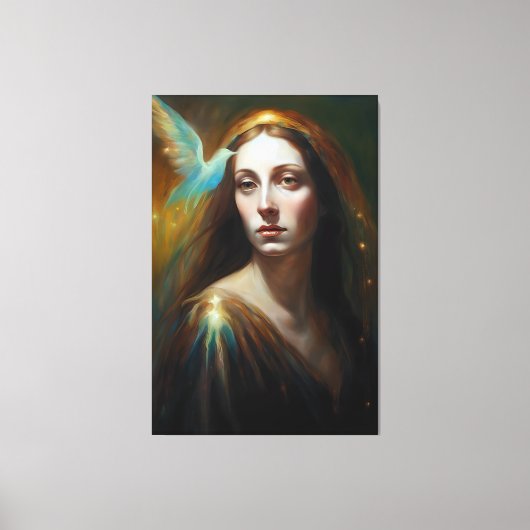 Maria Magdalena en een prachtige vogel Canvas Afdruk (Voorkant)