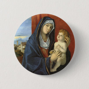 Maria met kind door Giovanni Bellini Ronde Button 5,7 Cm