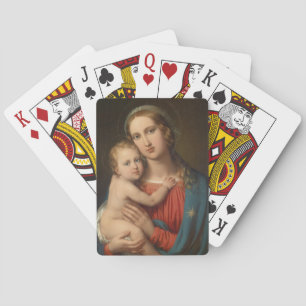 Maria met kind pokerkaarten