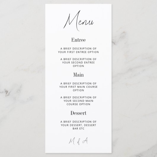 Maria - Minimalistisch Elegant Trouwmenu Menu (Voorkant)