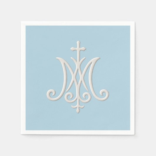 Maria-monogram Religieus Katholiek Blauw Wit Servet (Voorkant)