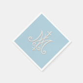 Maria-monogram Religieus Katholiek Blauw Wit Servet (Hoek)