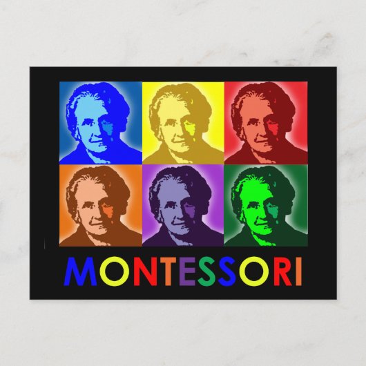 Maria Montessori Pop-Art Briefkaart (Voorkant)