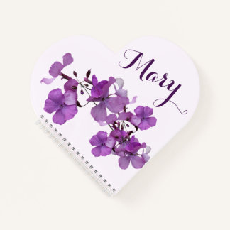 Maria naam paarse bloemen eenvoudig Notitieboek