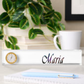Maria, Nom, Logo, Plaque De Bureau Avec Horloge.